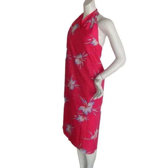 Vintage HILO HATTIES Wrap Dress/Sarong, S, Pink Floral, Halter, Made in Hawaii - Picture 4 of 10